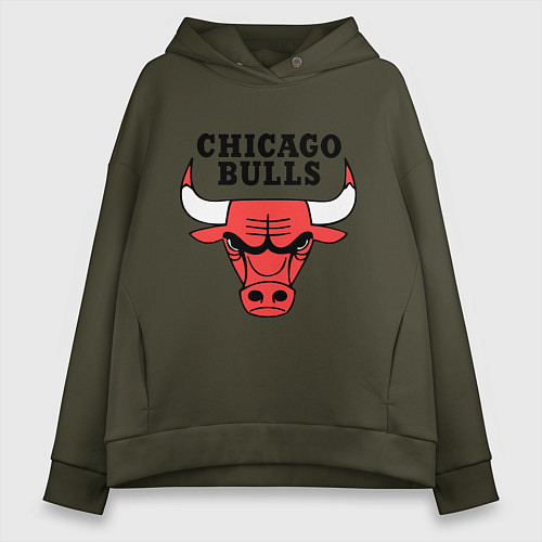 Женское худи оверсайз Chicago Bulls / Хаки – фото 1