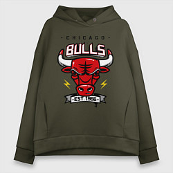 Толстовка оверсайз женская Chicago Bulls est. 1966, цвет: хаки