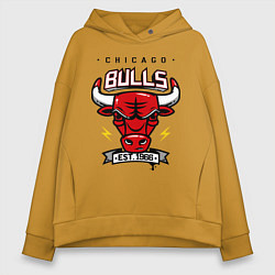 Толстовка оверсайз женская Chicago Bulls est. 1966, цвет: горчичный