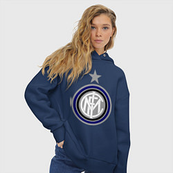 Толстовка оверсайз женская Inter FC, цвет: тёмно-синий — фото 2