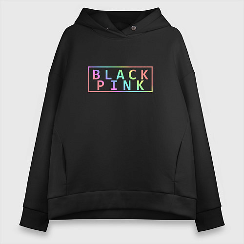 Женское худи оверсайз Black Pink Rainbow / Черный – фото 1