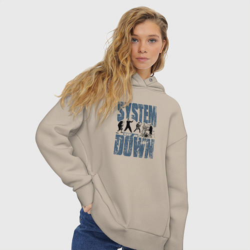 Женское худи оверсайз System of a Down большое лого / Миндальный – фото 3