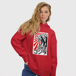 Толстовка оверсайз женская Godzilla Poster, цвет: красный — фото 2
