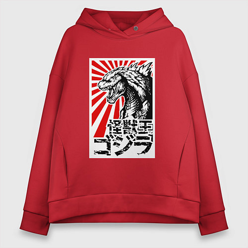 Женское худи оверсайз Godzilla Poster / Красный – фото 1