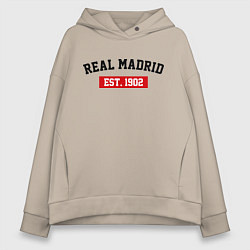 Толстовка оверсайз женская FC Real Madrid Est. 1902, цвет: миндальный