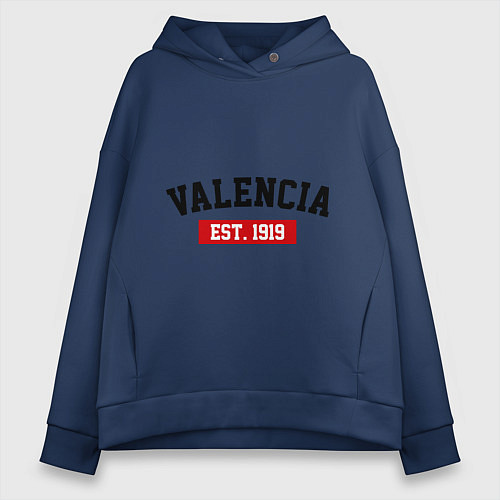 Женское худи оверсайз FC Valencia Est. 1919 / Тёмно-синий – фото 1