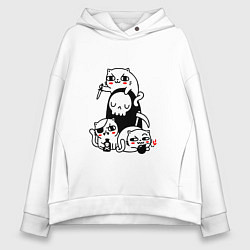 Толстовка оверсайз женская CAT GOT YOUR SOUL, цвет: белый