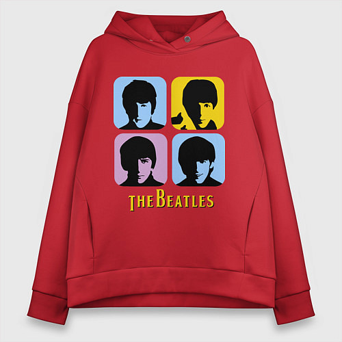 Женское худи оверсайз The Beatles: pop-art / Красный – фото 1