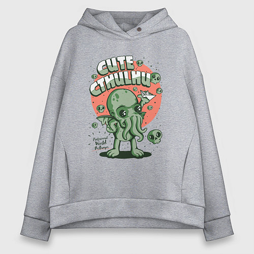 Женское худи оверсайз Cute Cthulhu / Меланж – фото 1