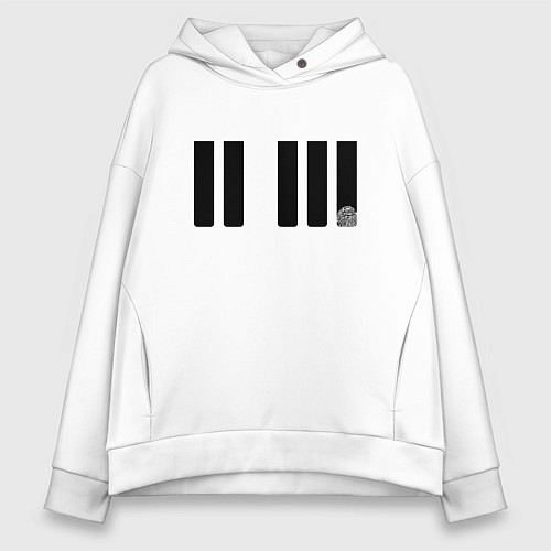 Женское худи оверсайз Отпечаток ноты / Белый – фото 1