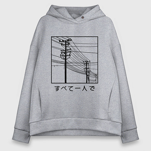 Женское худи оверсайз Японские электросети / Меланж – фото 1