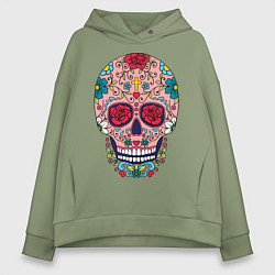 Толстовка оверсайз женская Oldschool skull, цвет: авокадо
