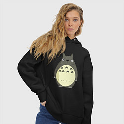 Толстовка оверсайз женская Милый Тоторо, цвет: черный — фото 2