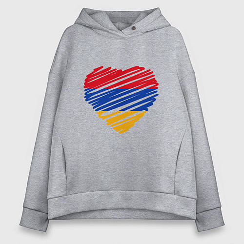 Женское худи оверсайз Сердце Армении / Меланж – фото 1