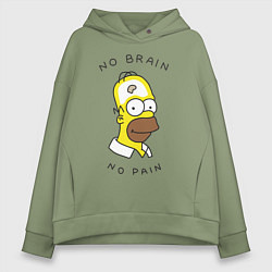 Толстовка оверсайз женская No brain, No pain, цвет: авокадо