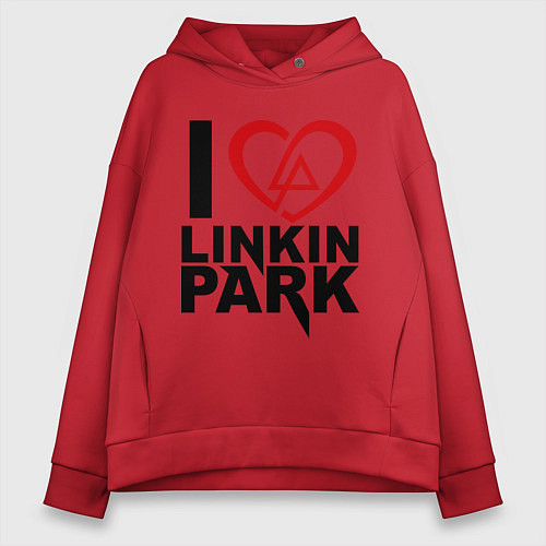 Женское худи оверсайз I love Linkin Park / Красный – фото 1