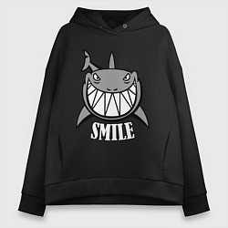 Толстовка оверсайз женская Shark Smile, цвет: черный