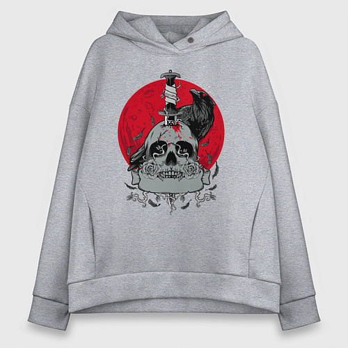 Женское худи оверсайз Ворон / Меланж – фото 1