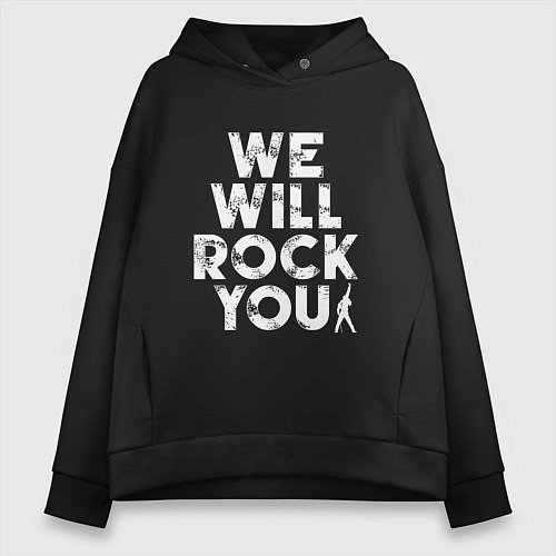 Женское худи оверсайз We Wil Rock You / Черный – фото 1