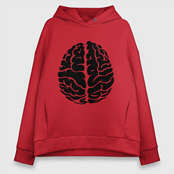 Толстовка оверсайз женская Он: мозг, цвет: красный