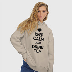 Толстовка оверсайз женская Keep Calm & Drink Tea, цвет: миндальный — фото 2