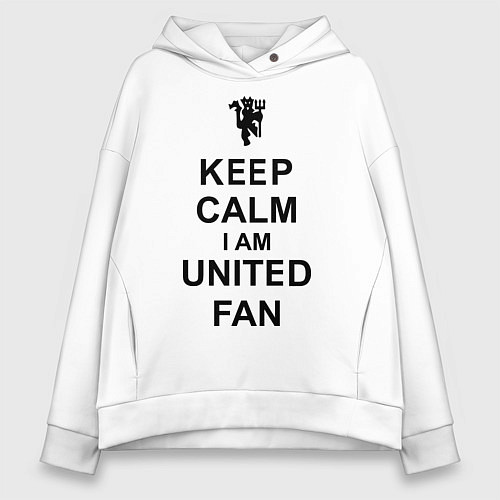 Женское худи оверсайз Keep Calm & United fan / Белый – фото 1