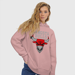 Толстовка оверсайз женская Gangsta Bulls, цвет: пыльно-розовый — фото 2