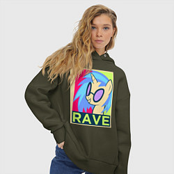 Толстовка оверсайз женская DJ Pon-3 RAVE, цвет: хаки — фото 2