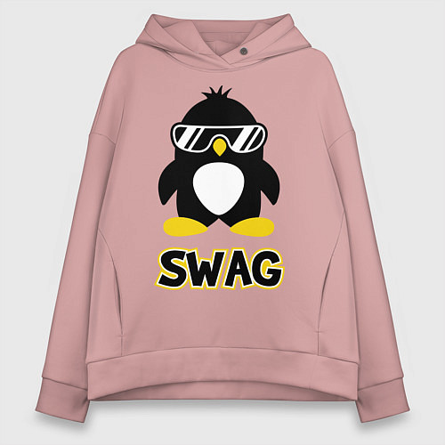 Женское худи оверсайз SWAG Penguin / Пыльно-розовый – фото 1