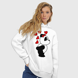Толстовка оверсайз женская Поцелуй панды: для нее, цвет: белый — фото 2