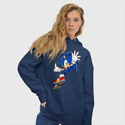 Толстовка оверсайз женская Sonic, цвет: тёмно-синий — фото 2