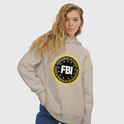 Толстовка оверсайз женская FBI Departament, цвет: миндальный — фото 2