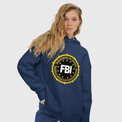 Женское худи оверсайз FBI Departament / Тёмно-синий – фото 3