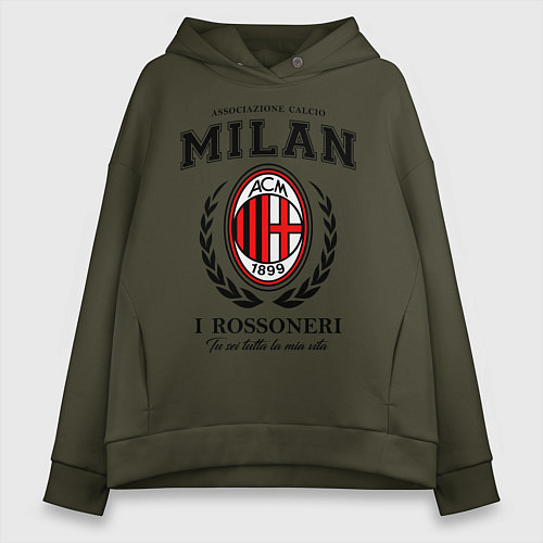 Женское худи оверсайз Milan: I Rossoneri / Хаки – фото 1