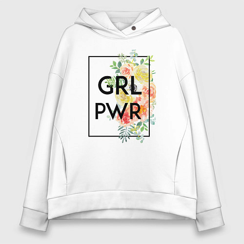 Женское худи оверсайз GRL PWR / Белый – фото 1