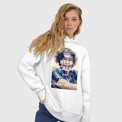Толстовка оверсайз женская Keep Calm & Love Harry Styles, цвет: белый — фото 2