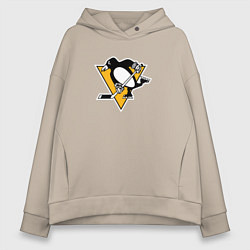 Толстовка оверсайз женская Pittsburgh Penguins: Evgeni Malkin, цвет: миндальный