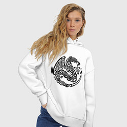 Толстовка оверсайз женская Кельтский дракон, цвет: белый — фото 2