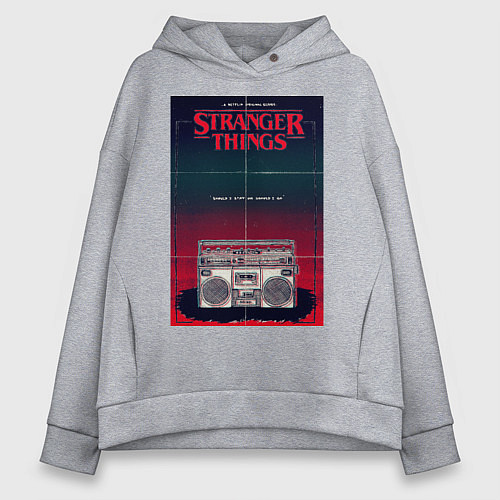 Женское худи оверсайз Название и магнитофон / Меланж – фото 1