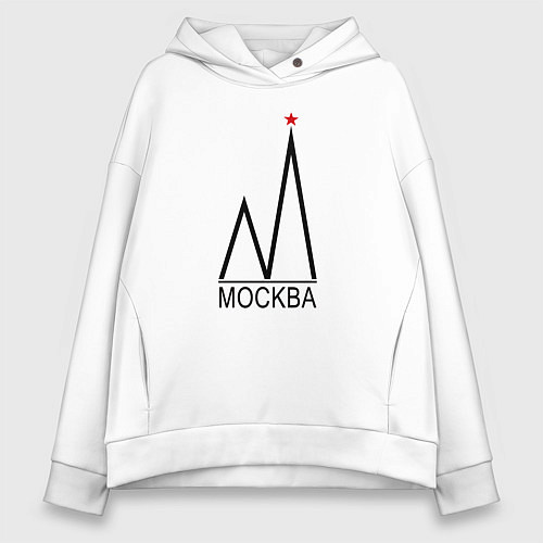 Женское худи оверсайз Москва-чёрный логотип-2 / Белый – фото 1