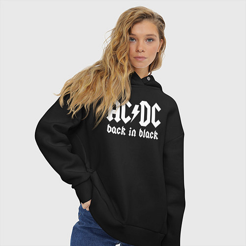 Женское худи оверсайз ACDC BACK IN BLACK / Черный – фото 3