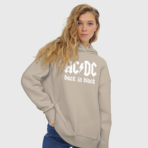 Женское худи оверсайз ACDC BACK IN BLACK / Миндальный – фото 3
