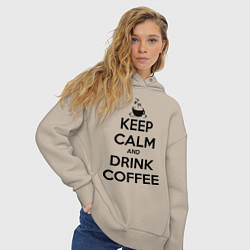 Толстовка оверсайз женская Keep Calm & Drink Coffee, цвет: миндальный — фото 2