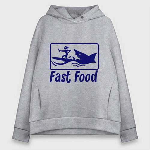 Женское худи оверсайз Shark fast food / Меланж – фото 1