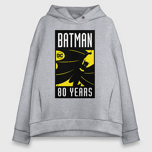 Женское худи оверсайз Batman 80 years / Меланж – фото 1