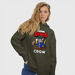 Толстовка оверсайз женская BRAWL STARS CROW, цвет: хаки — фото 2
