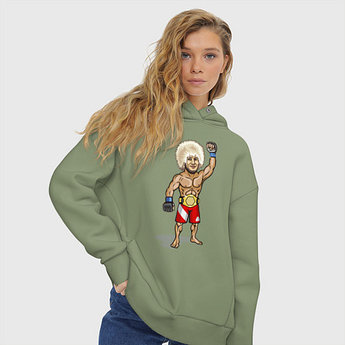 Женское худи оверсайз Хабиб Нурмагомедов / Авокадо – фото 3