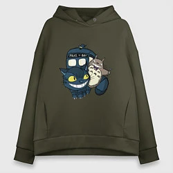 Толстовка оверсайз женская Tardis Totoro, цвет: хаки