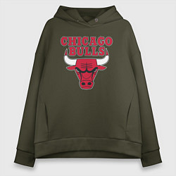 Толстовка оверсайз женская CHICAGO BULLS, цвет: хаки