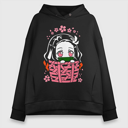 Женское худи оверсайз Nezuko Kamado / Черный – фото 1